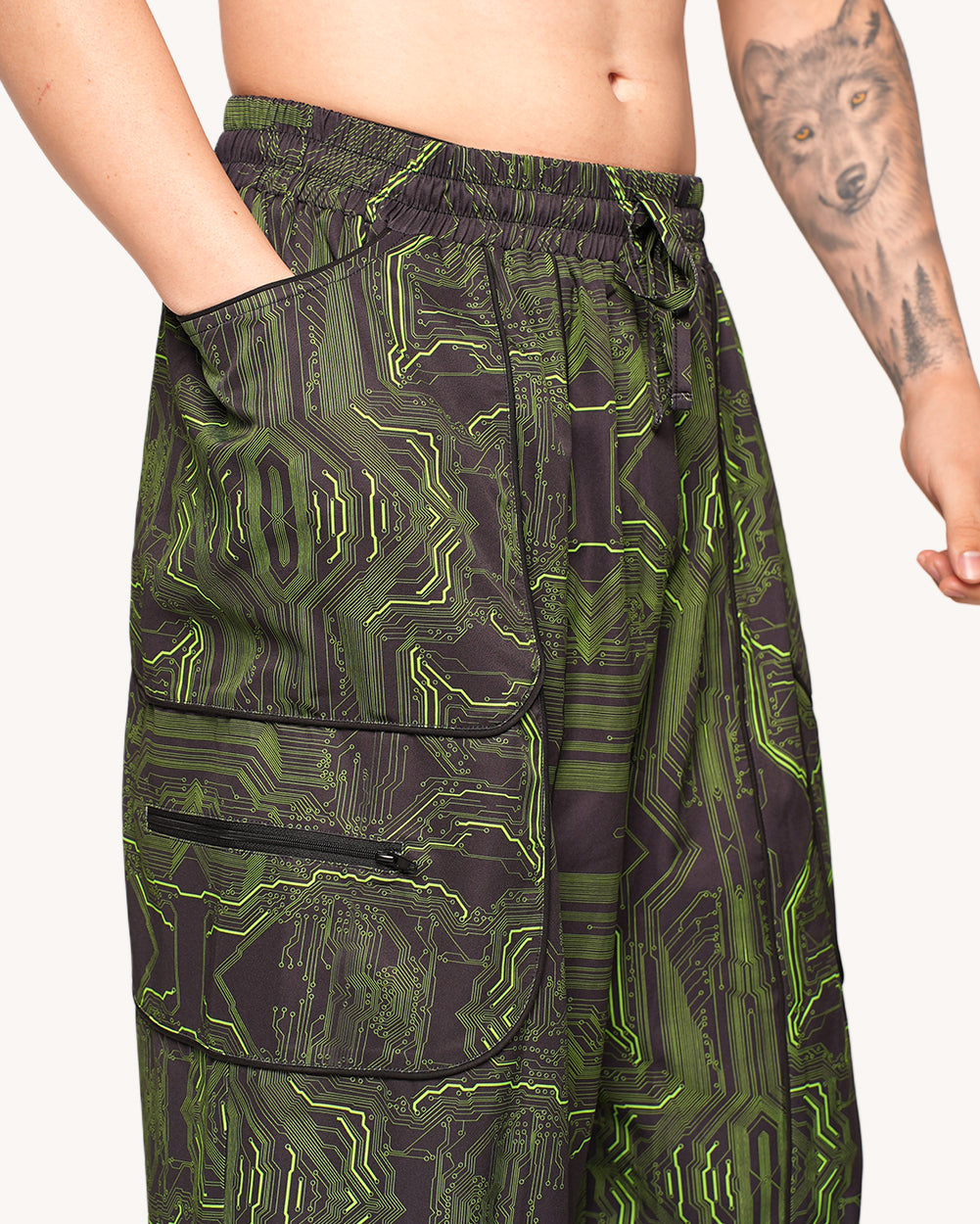 Cyber Matrix Harem Pants-Men