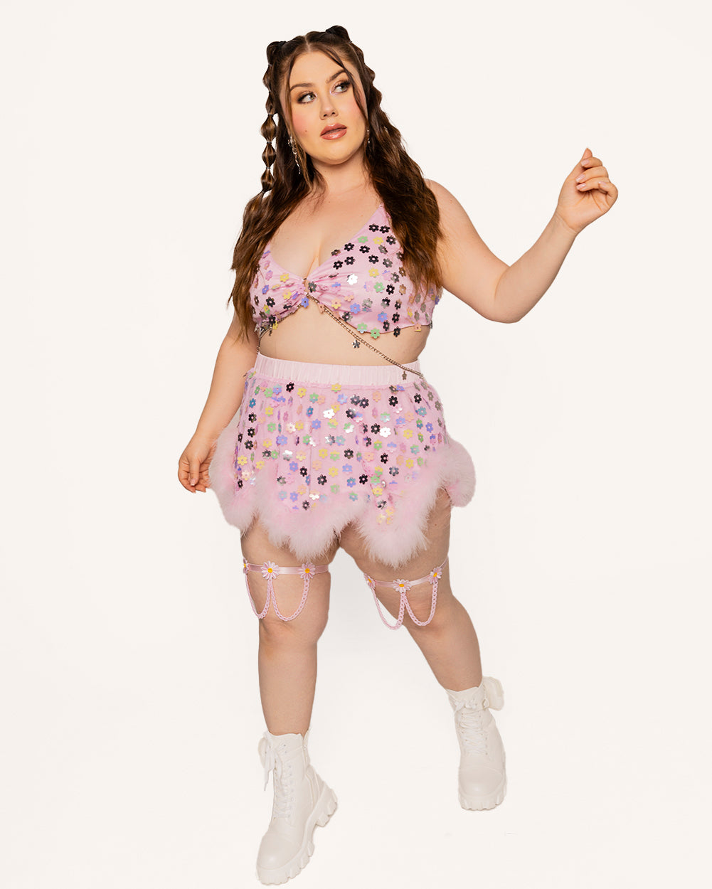 Daisy Disco Marabou Skirt-Baby Pink-Curve1-Full--Milani---1X