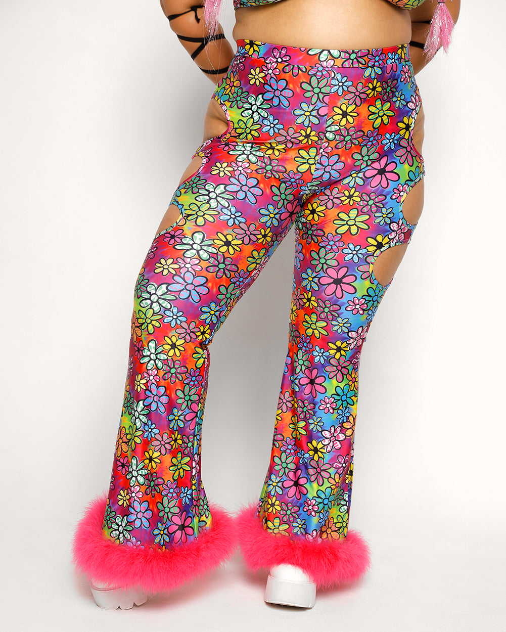 Daisy Dreamland Marabou Bell Bottoms-Rainbow-Curve1-Front--Silvia---1X