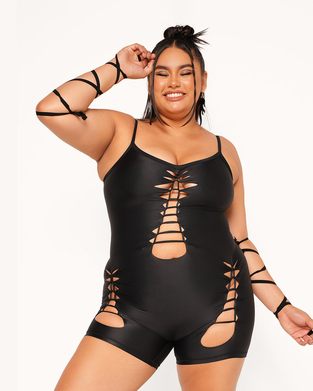 Dance in the Dark Braided Romper-Black-Curve1-Front--Anyssa---1X