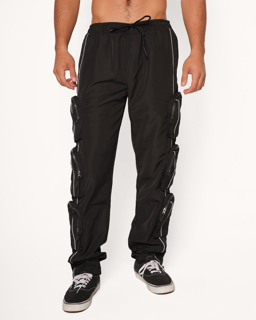 Daredevil Men's Reflective Cargo Pants-Black-Regular-Front--Jacob---L