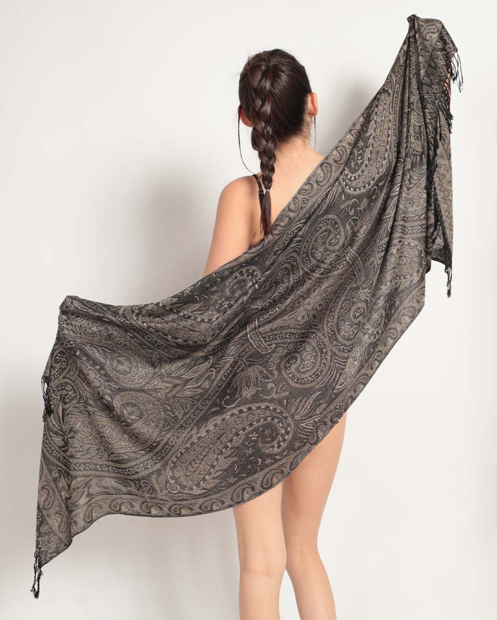 Dark Nirvana Pashmina-Black-Back--Model---S