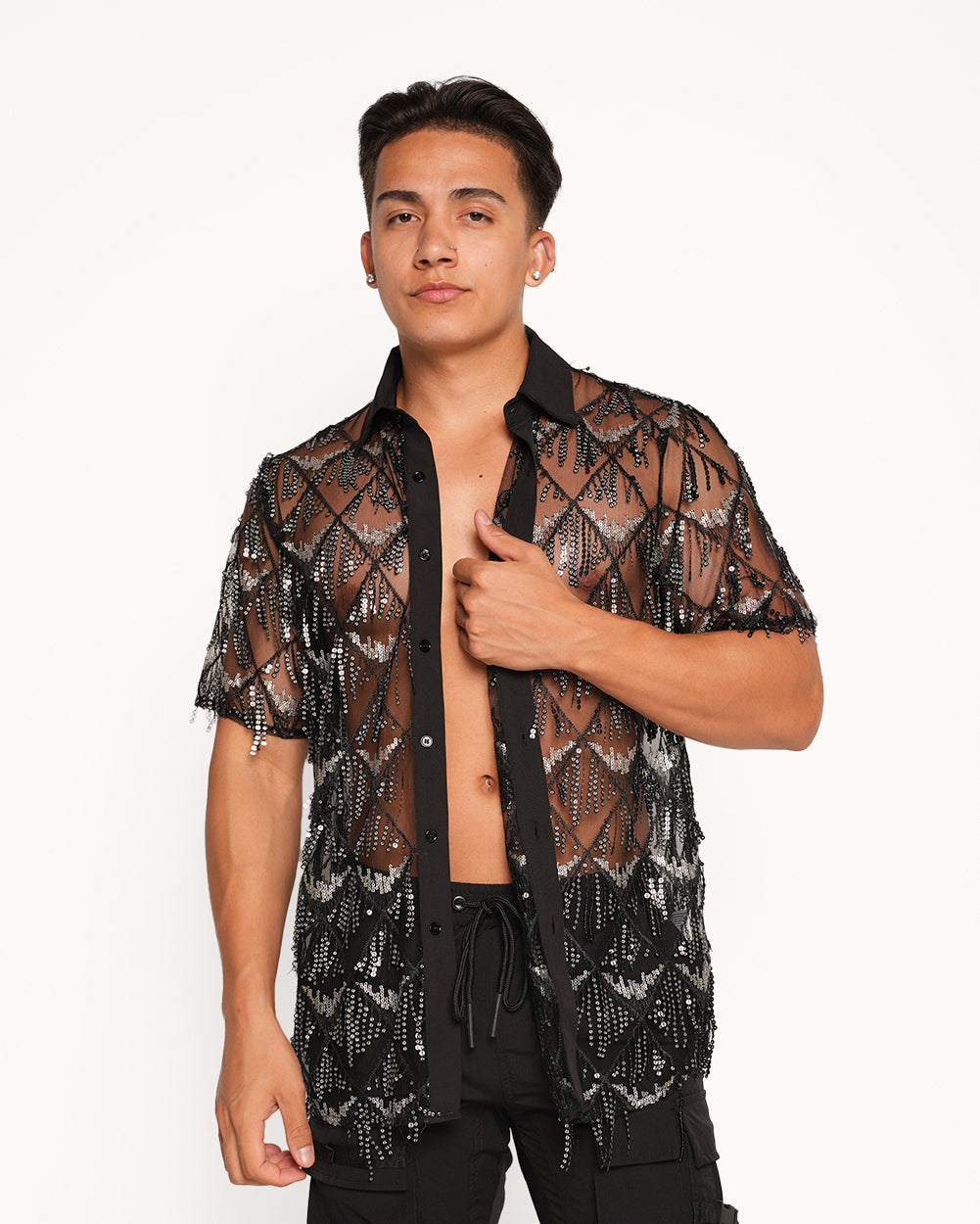 Moonlit Enchantment Men's Shirt-Black-Front--Raine---L