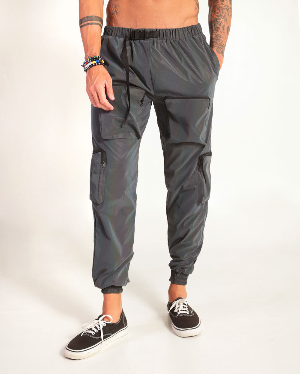 Daylight Rainbow Reflective Joggers with Cargo Pockets-Rainbow-Front--Zach---L