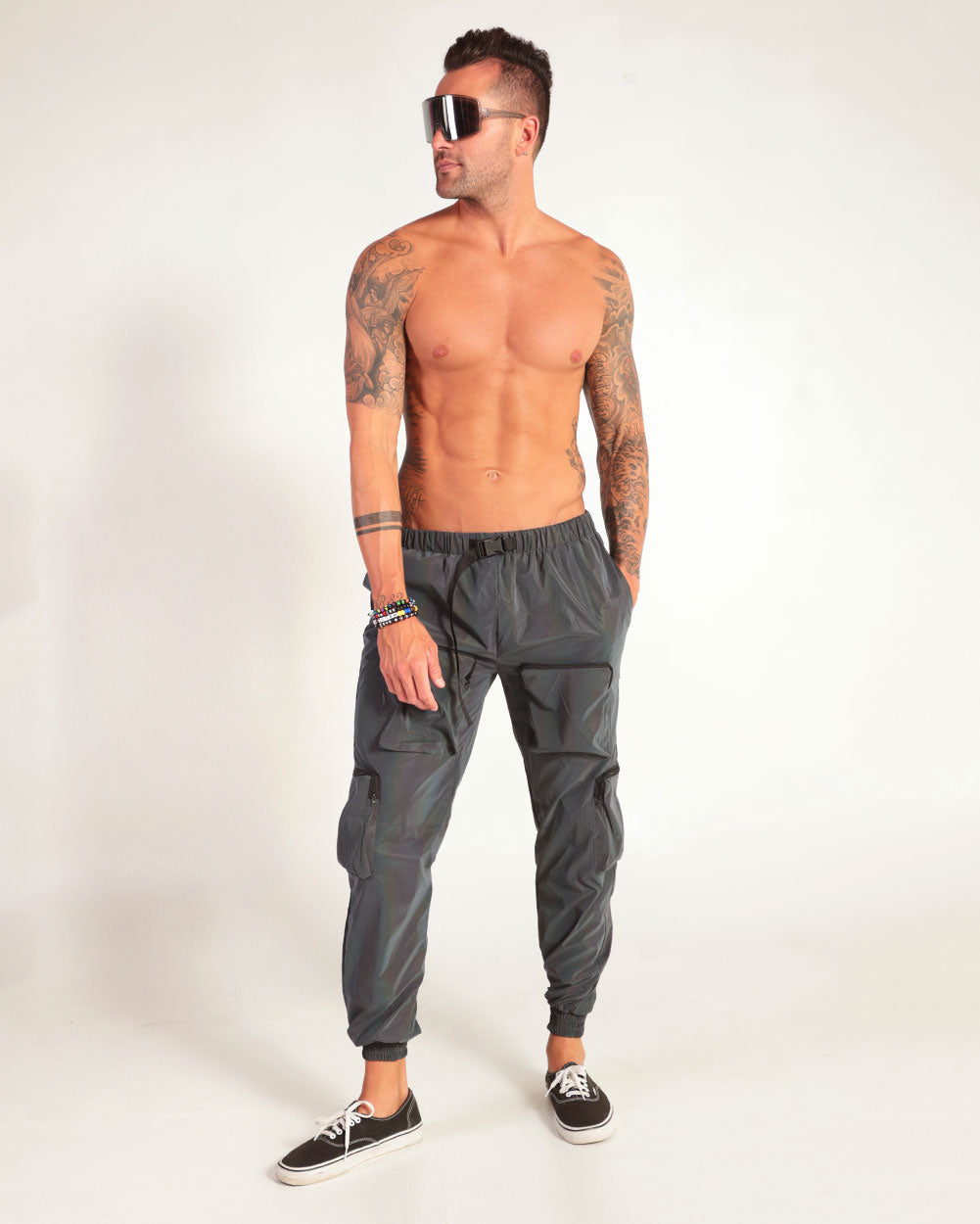 Daylight Rainbow Reflective Joggers with Cargo Pockets-Rainbow-Full--Zach---L