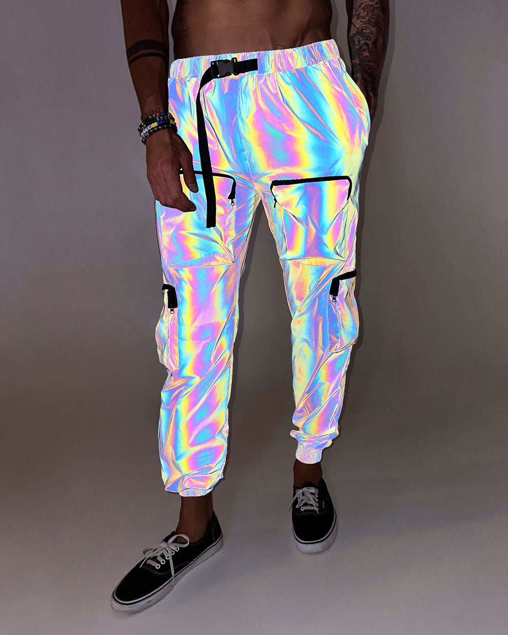  Door Wreath Reflective Pants, Big and Tall Sweatpants for Men,  Rainbow Jogger Pants Holographic Trousers for Boy (Color : XXXL) :  Clothing, Shoes & Jewelry