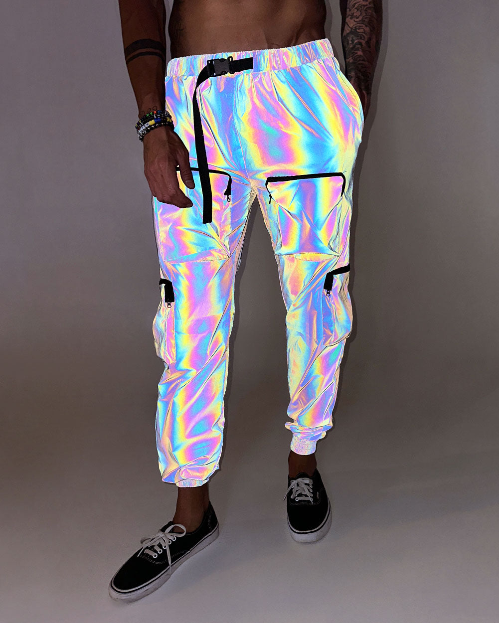 Daylight Rainbow Reflective Joggers with Cargo Pockets-Rainbow-Reflective--Zach---L