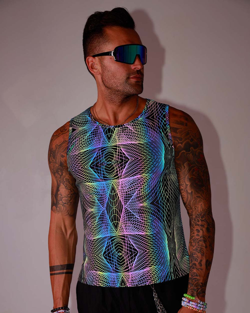 Men's Tracksuit Rave Clothing, Unique Reflective Rainbow Garments,  Outstanding Festival Clothing, Eye Catching Track Jacket & Pants -   Denmark