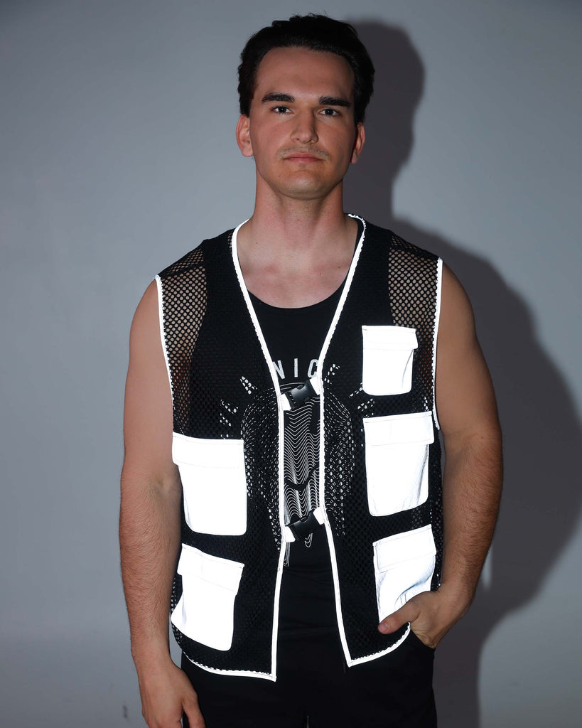 Delaying Tactic Reflective Fishnet Vest-Black/Grey-Reflective--David---M