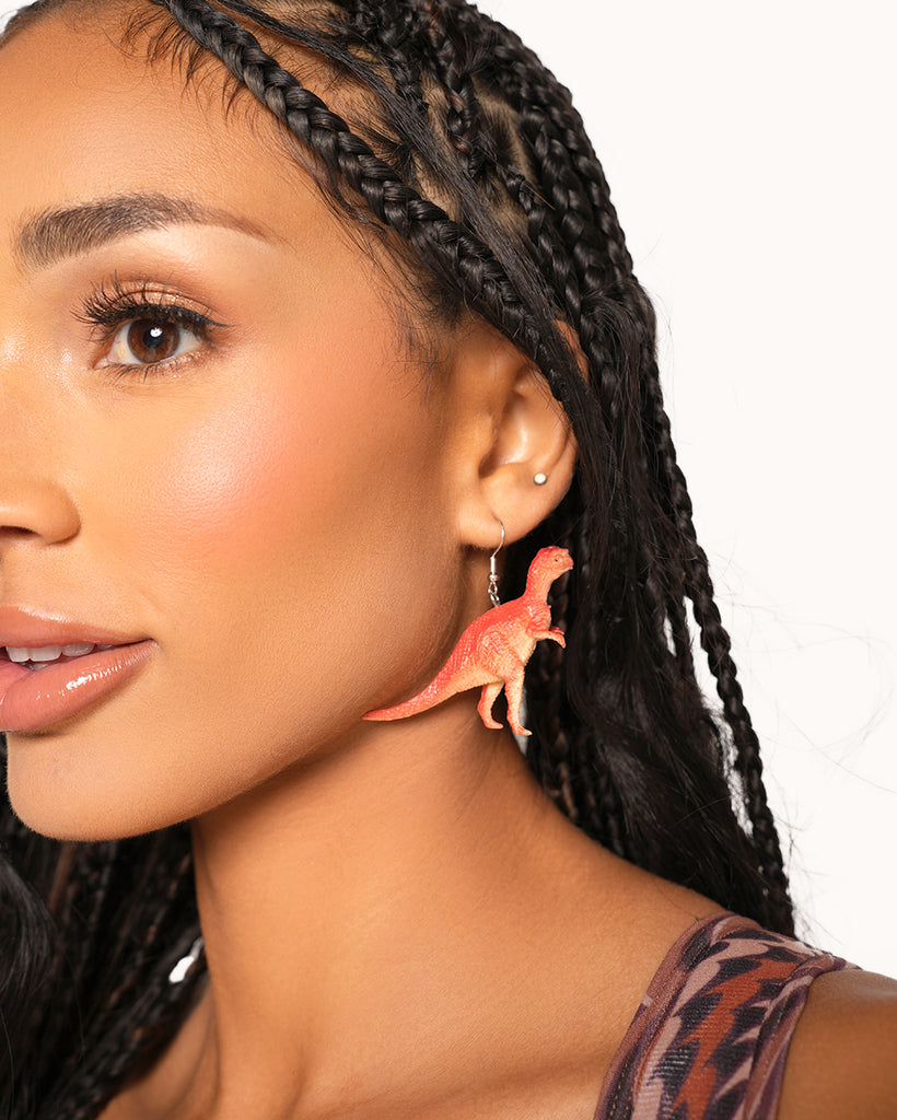 Dig That Dino Earrings-Brown-Regular-Side-Courtney---S