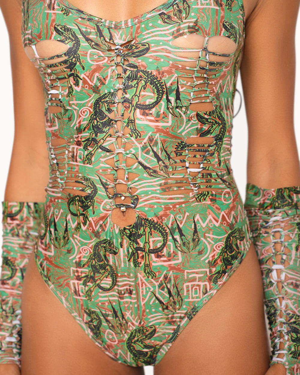 Dino Dominion Bodysuit-Black/Green-Regular-Detail--Courtney---S