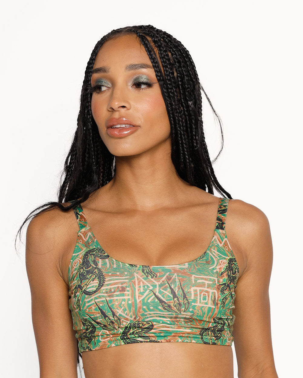 Dino Dominion Cami Top-Black/Green-Regular-Front--Courtney---S