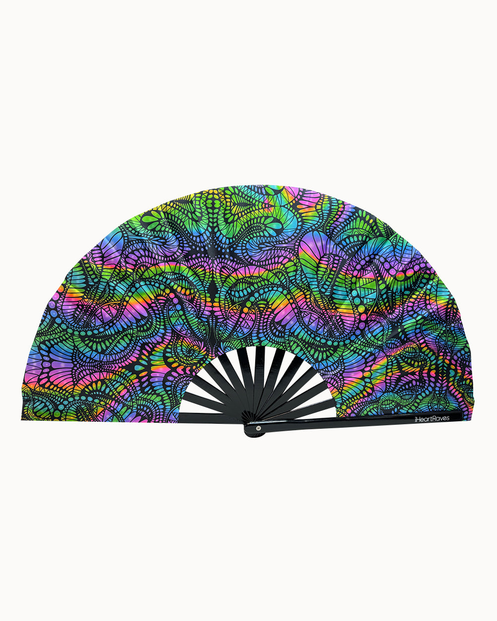 Disco Deity Rainbow Reflective Hand Fan-Rainbow-Regular-Front--Model---S