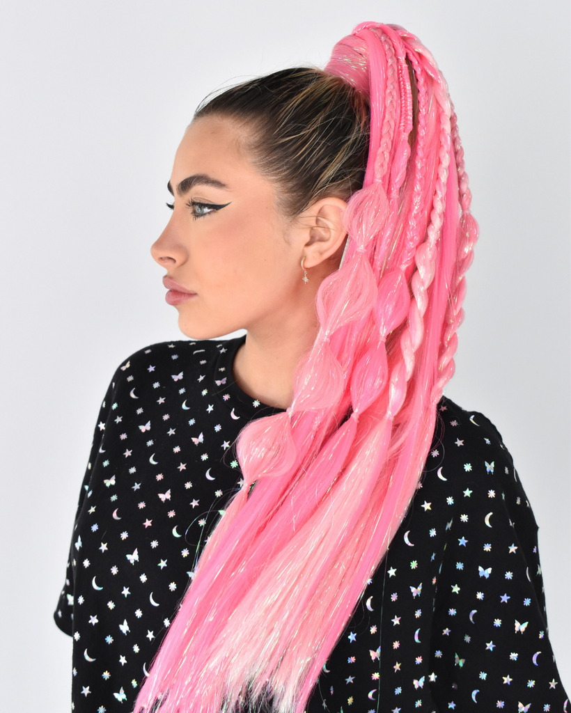 Lunita Dollface Braided Instant Ponytail Extension-Baby Pink-Lifestyle