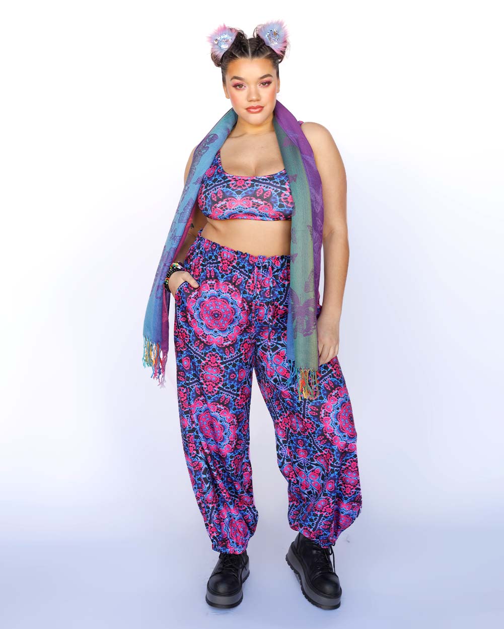 Dreamwave Harem Pants-Black/Pink/Purple-Full--Makayla3---1X-Curve1