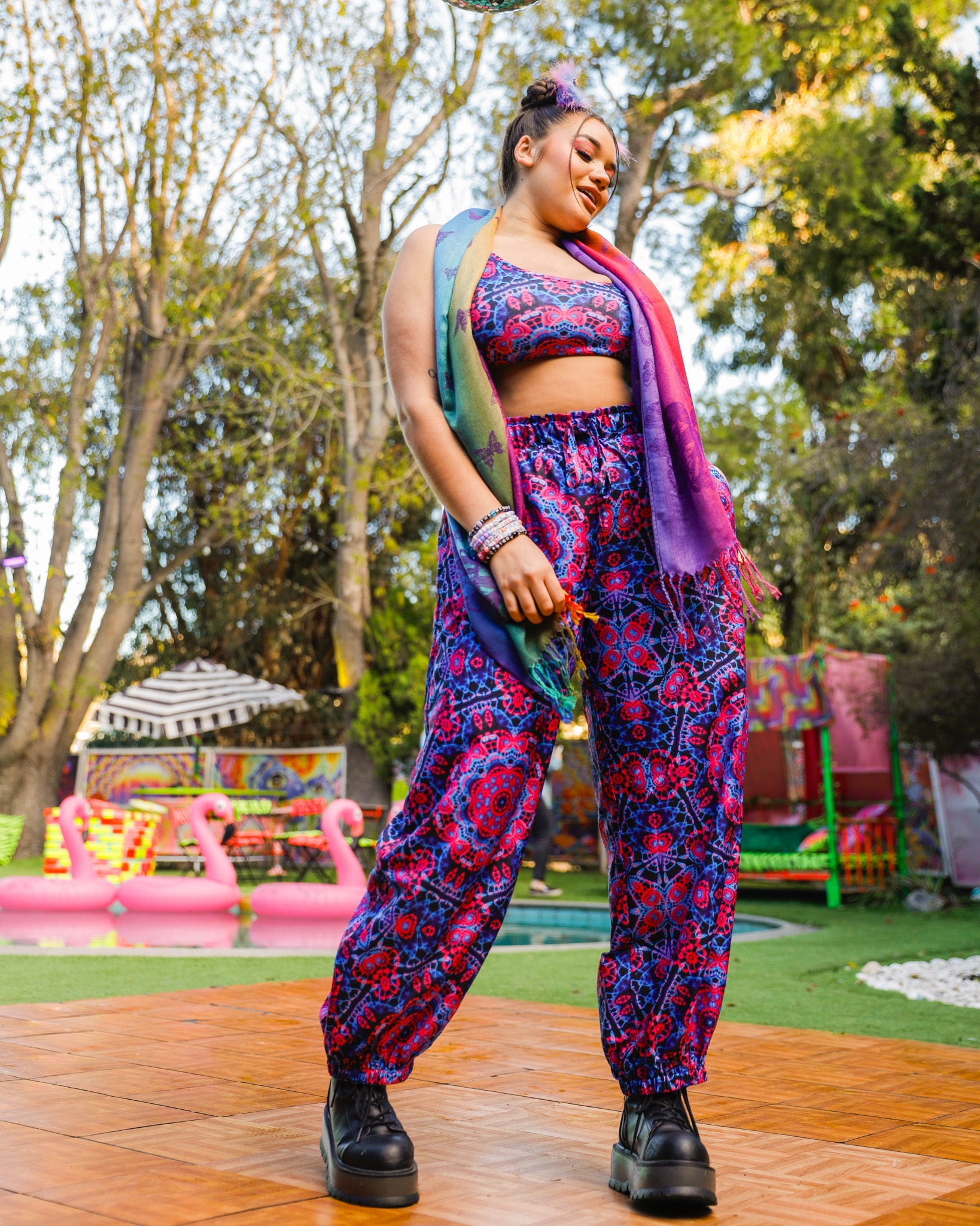 Dreamwave Harem Pants-Black/Pink/Purple-Lifestyle--Makayla3---1X-Curve1