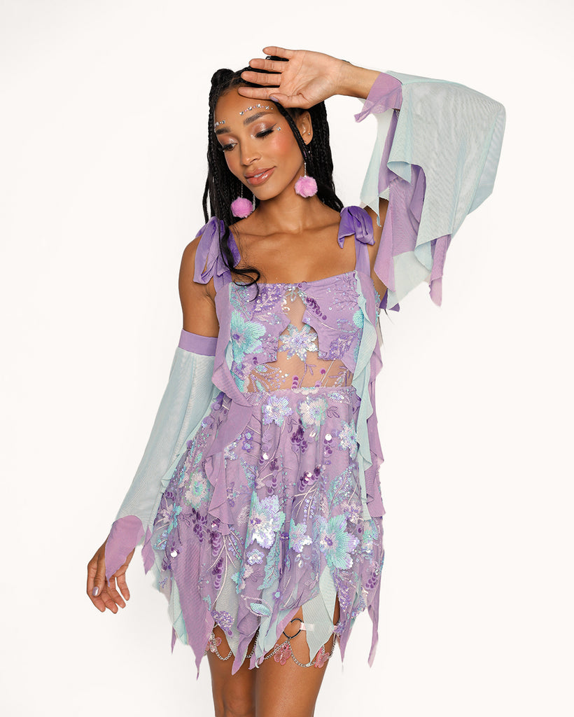 Enchanted Flora Sequin Dress-Purple-Regular-Front--Courtney---S