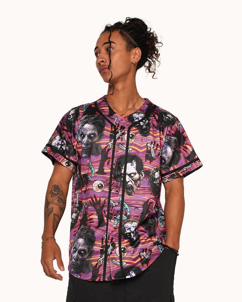 Eternal Decay Zombie Baseball Jersey-Black/Pink-Regular-Front--Adrian---L