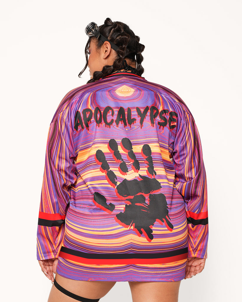 Eternal Decay Zombie Hockey Jersey-Black/Pink-Curve1-Back--Anyssa---2XL