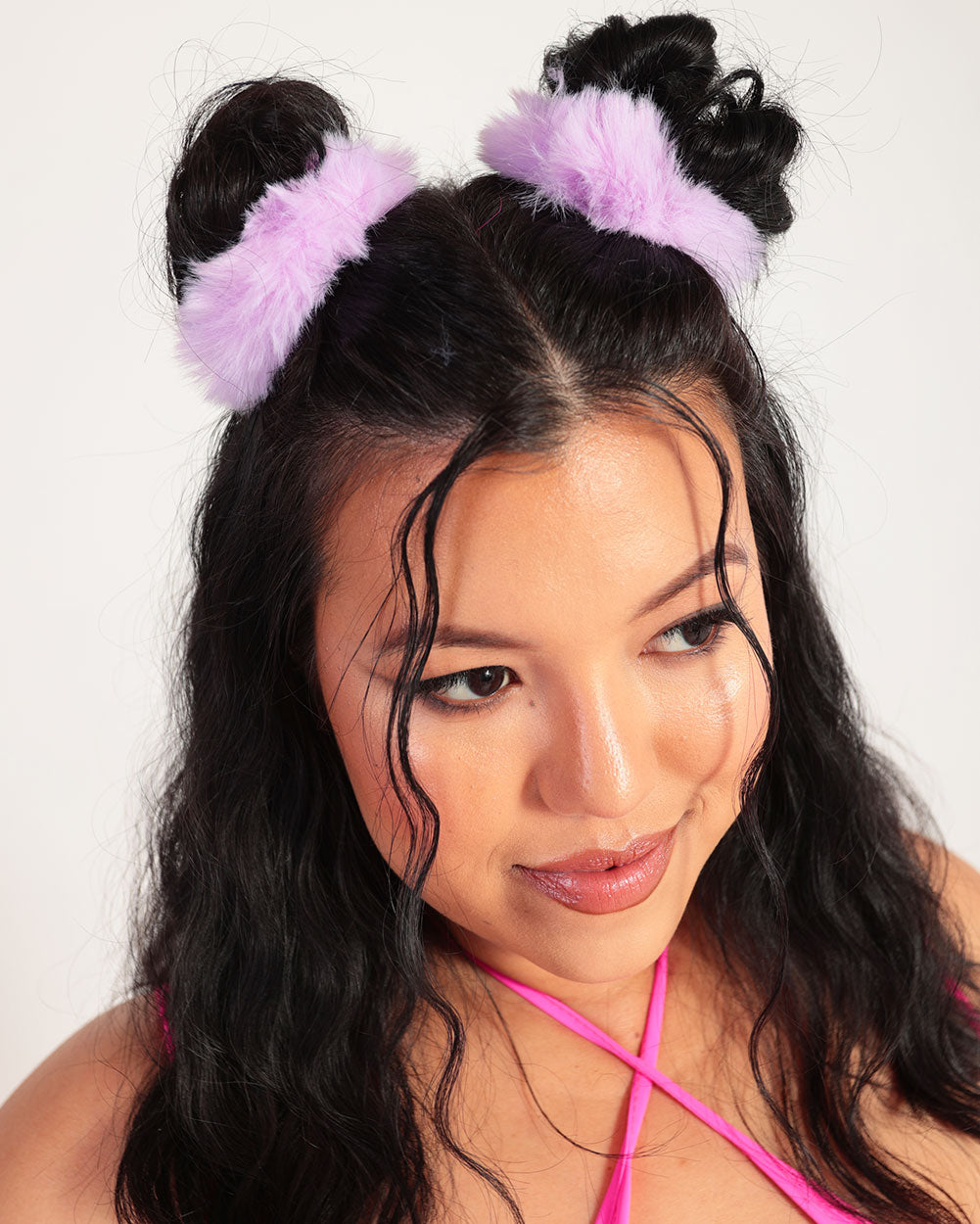 Ultra Furry Scrunchies-Lavender-Side