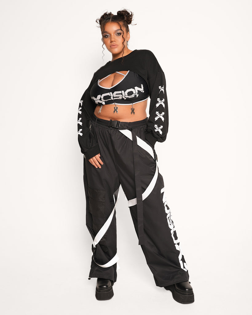 Excision x iHR Charged Up Reflective Ultra Crop Top-Black/Grey-Curve1-Full--Makayla3---1X