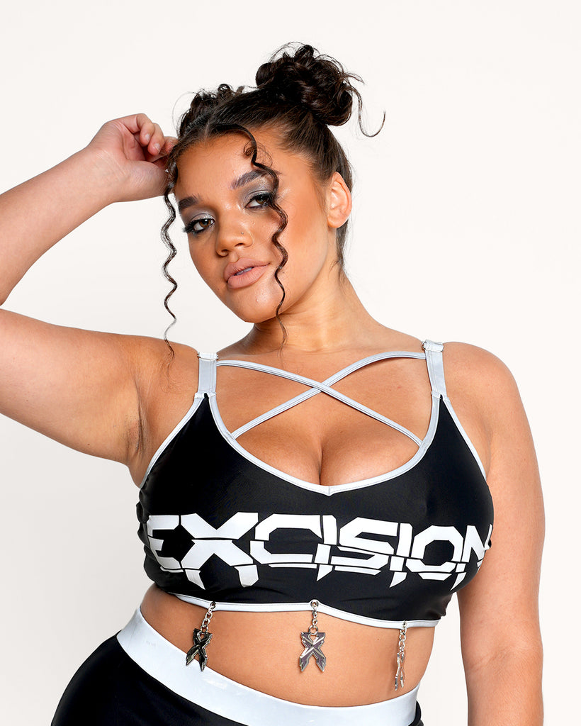 Excision x iHR Charged Up Reflective Wire Top-Black/Grey-Curve1-Front--Makayla3---1X