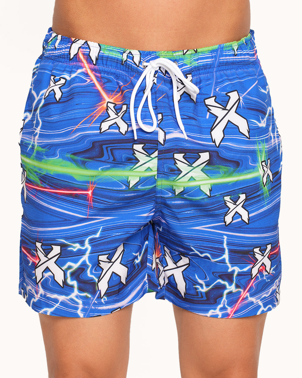 Excision x iHeartRaves High Voltage Shorts-Blue-Regular-Front--Raine---L