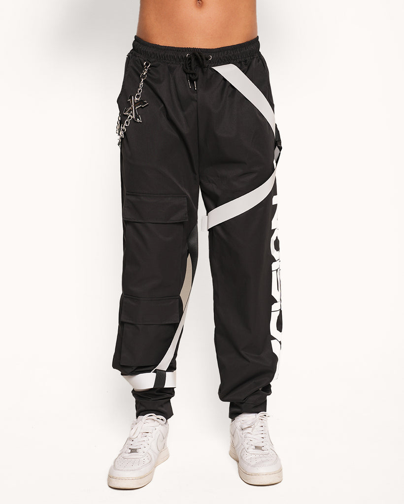 Excision x iHeartRaves Electric Surge Reflective Mens Joggers-Black/Grey-Regular-Front--Raine---L