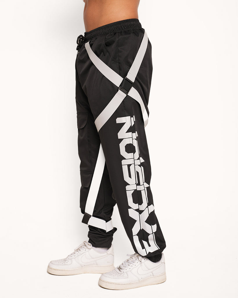 Excision x iHeartRaves Electric Surge Reflective Mens Joggers-Black/Grey-Regular-Side--Raine---L