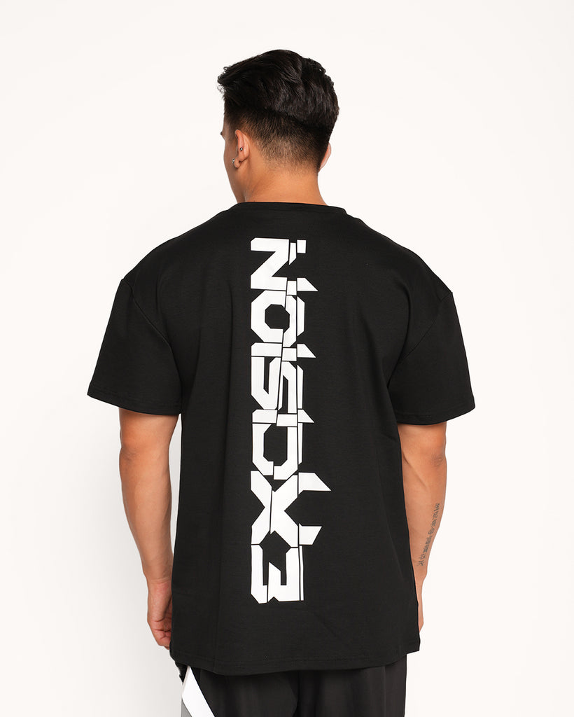 Excision x iHeartRaves Electric Surge Reflective Mens Tee-Black/Grey-Regular-Back--Raine---L