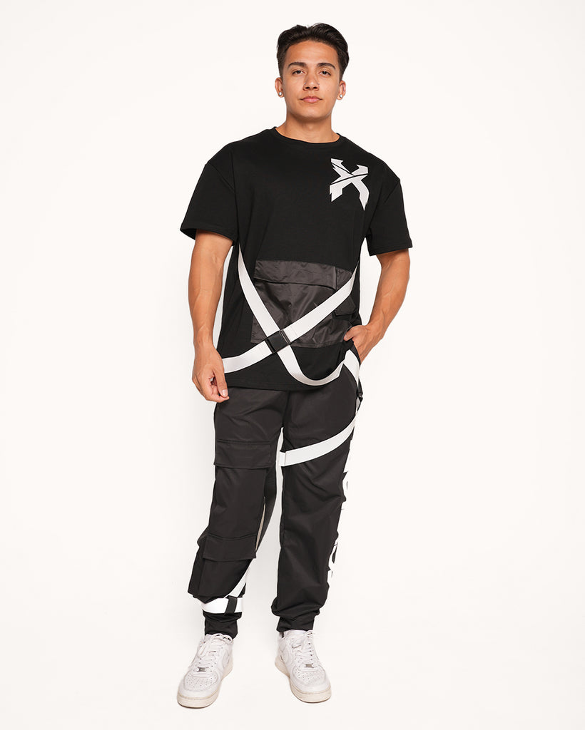 Excision x iHeartRaves Electric Surge Reflective Mens Joggers-Black/Grey-Regular-Full--Raine---L