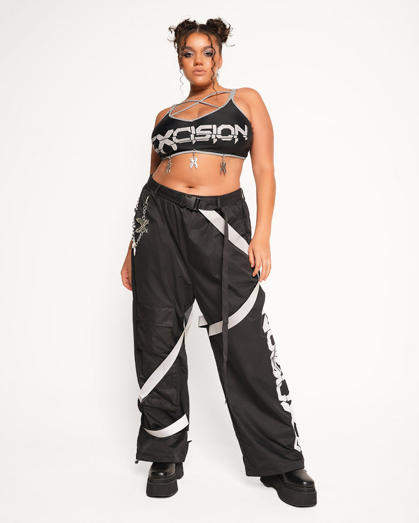 Excision x iHeartRaves Electric Surge Reflective Pants-Black/Grey-Curve1-Full--Makayla3---1X