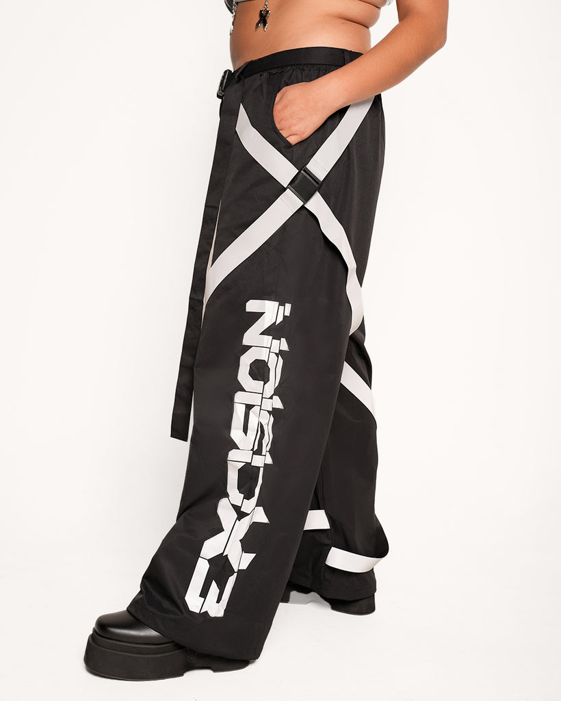 Excision x iHeartRaves Electric Surge Reflective Pants-Black/Grey-Curve1-Side--Makayla3---1X