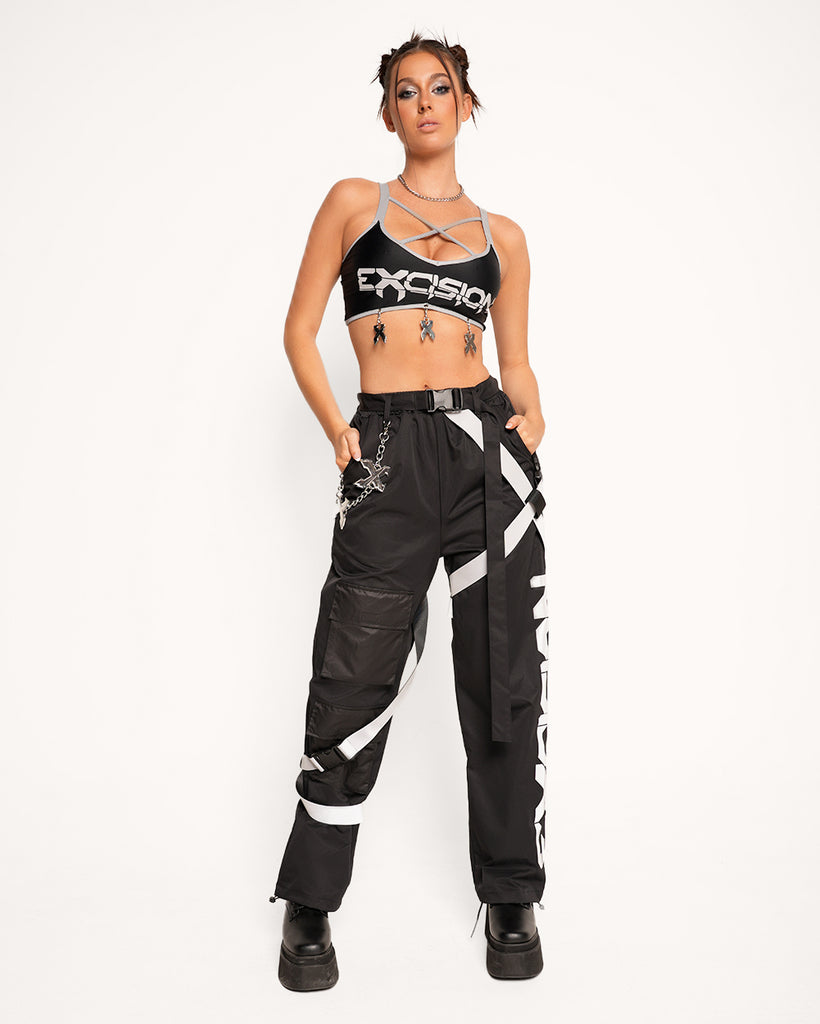 Excision x iHeartRaves Electric Surge Reflective Pants-Black/Grey-Regular-Full--Sarah2---S