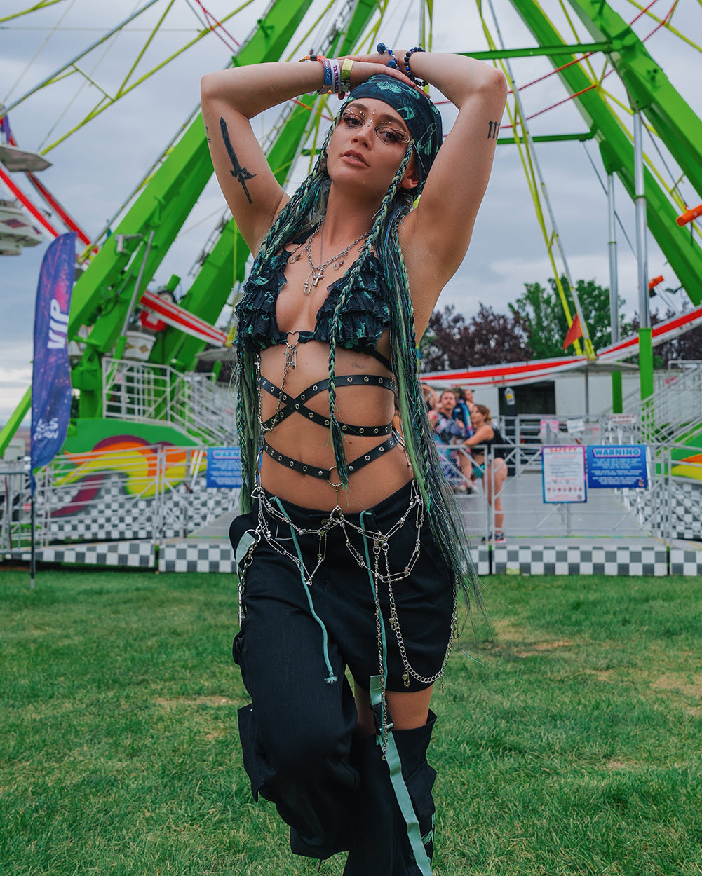 Sunflowerraver x iHR Get Bent Wide Leg Detachable Leg Pants - Image 5