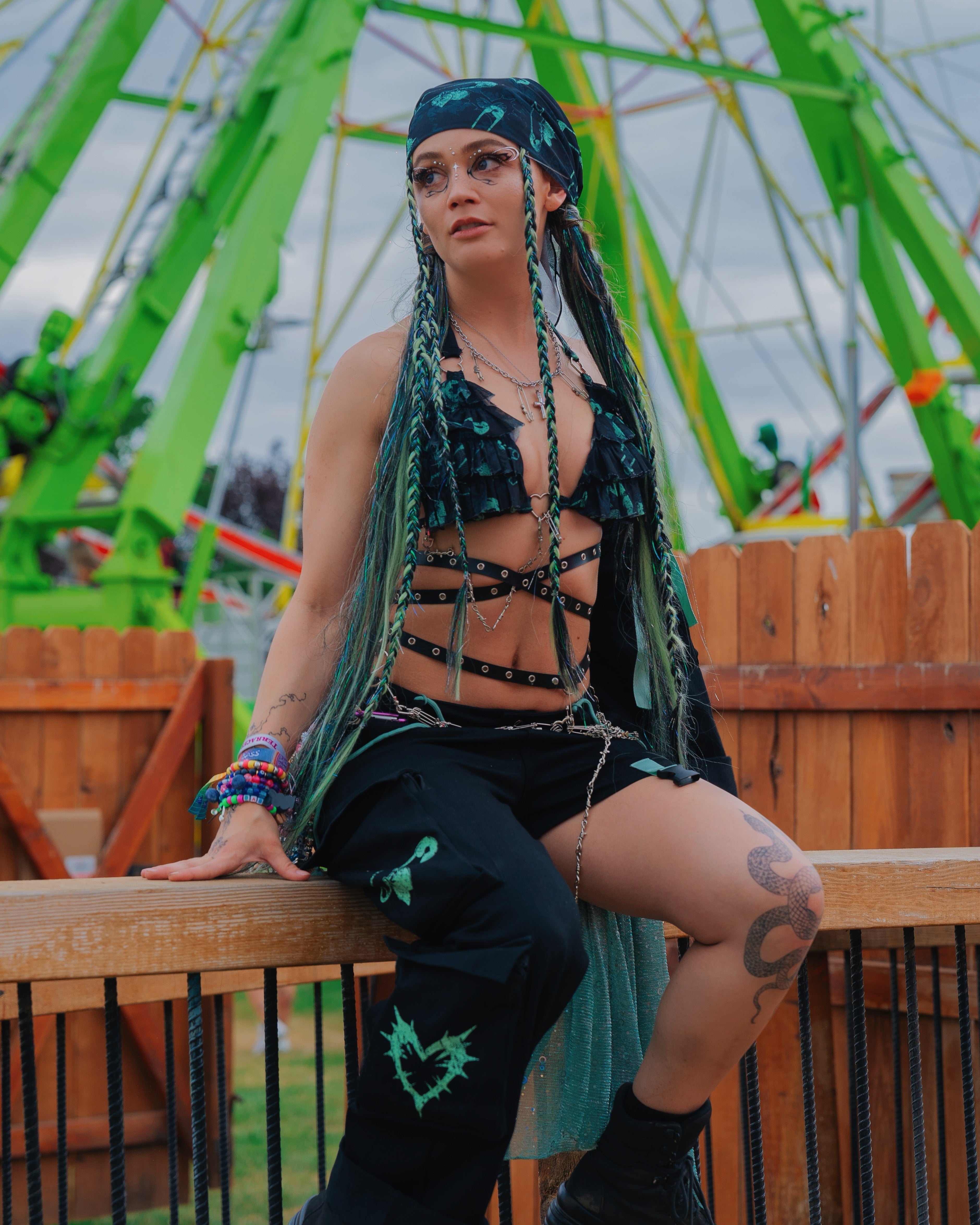 Sunflowerraver x iHR Get Bent Wide Leg Detachable Leg Pants - Image 33554476040375