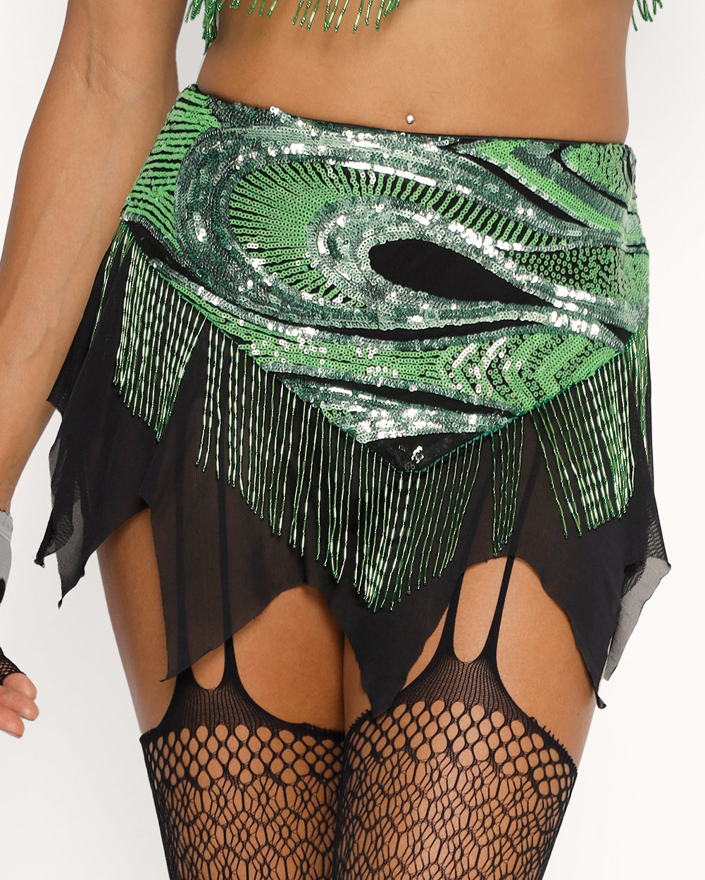 Fairycore Skirt-Black/Green-Regular-Front--Courtney---S