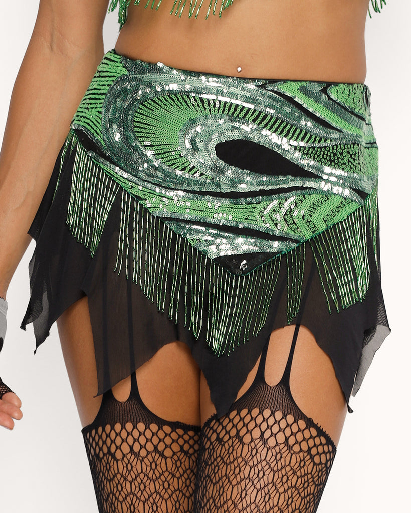 Fairycore Skirt-Black/Green-Regular-Front--Courtney---S