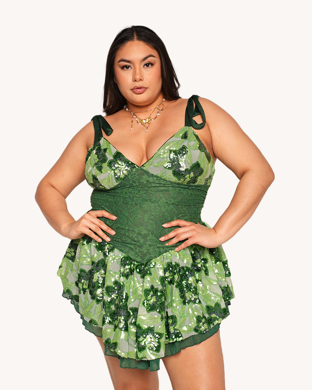 Fairytale Forest Floral Sequin Lace Dress - Image 3