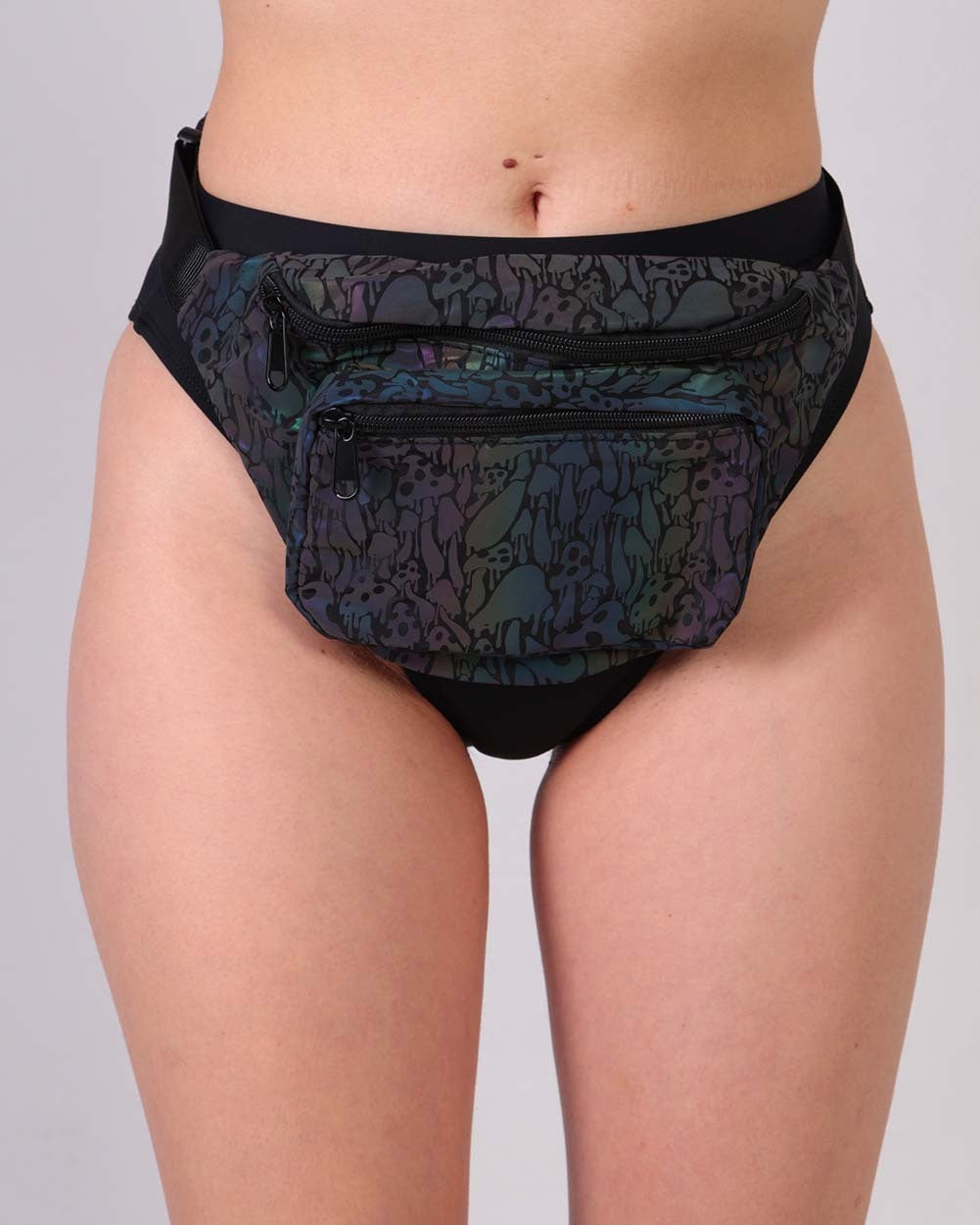 Kool Shrooms Rainbow Reflective Fanny Pack-Rainbow-Regular-Front--Model---S