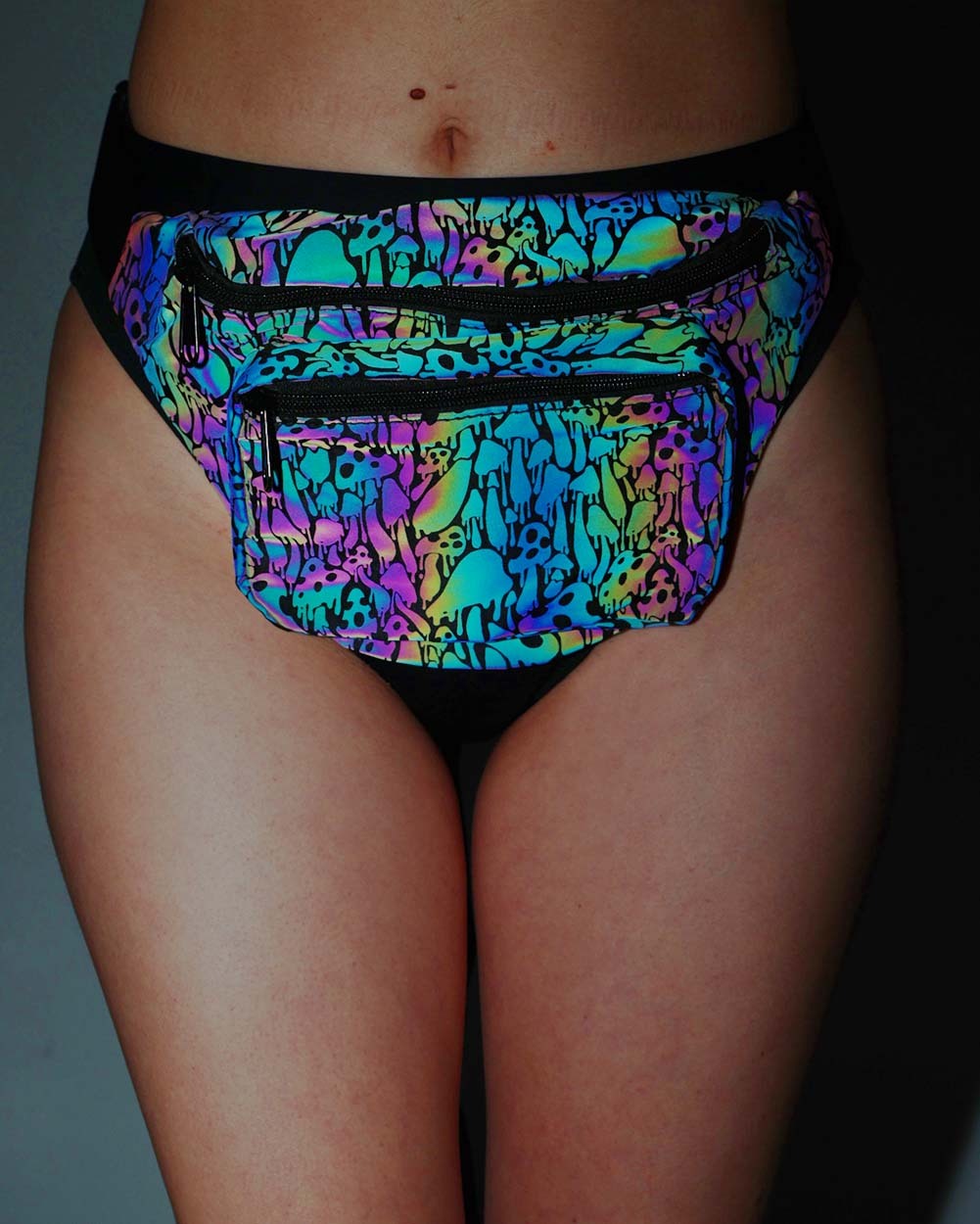 Kool Shrooms Rainbow Reflective Fanny Pack-Rainbow-Regular-Rainbow Reflective--Model---S