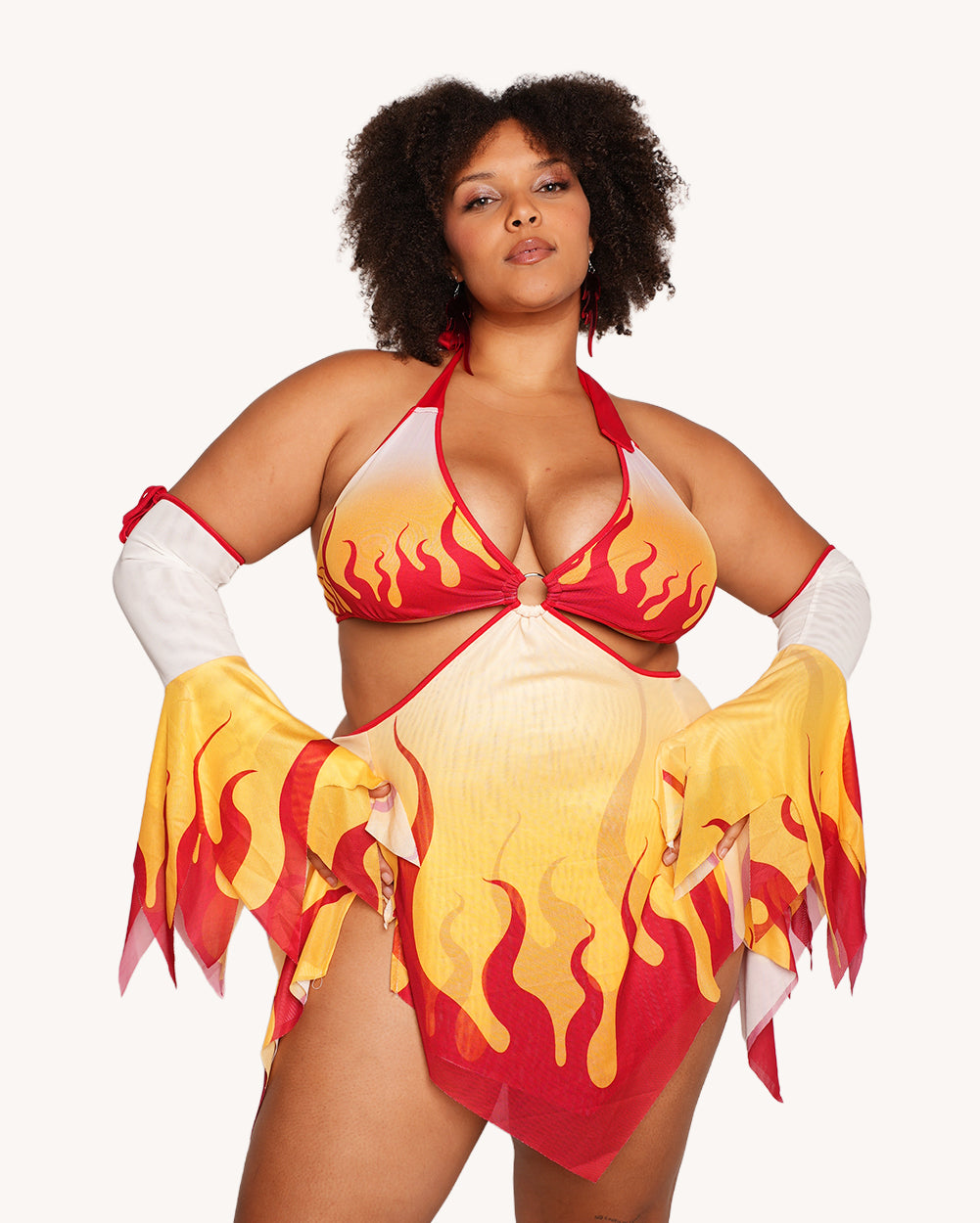 Fire Breathing Mesh Dress with Sleeves - Image 37045038350519