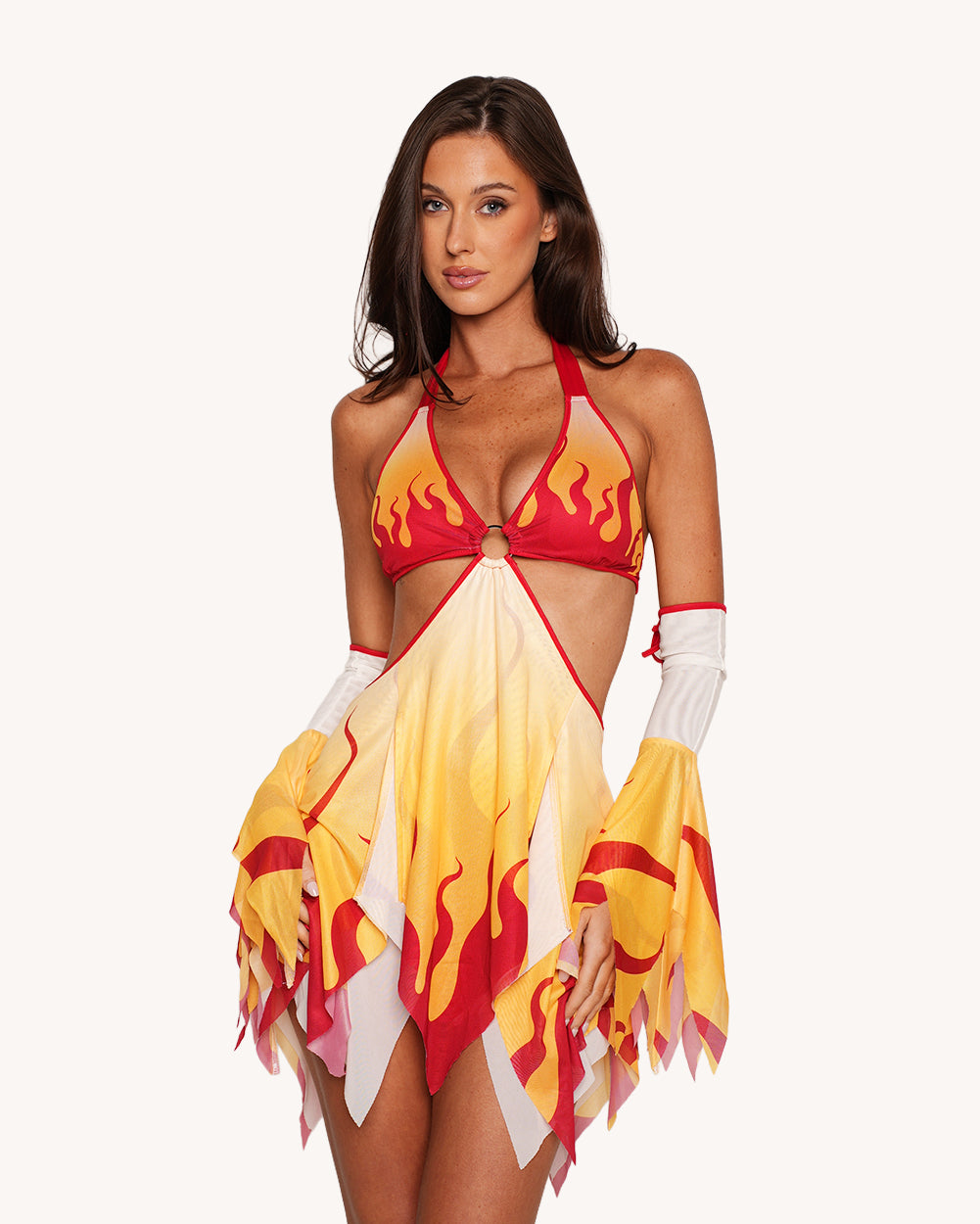 Fire Breathing Mesh Dress with Sleeves - Image 37045038186679