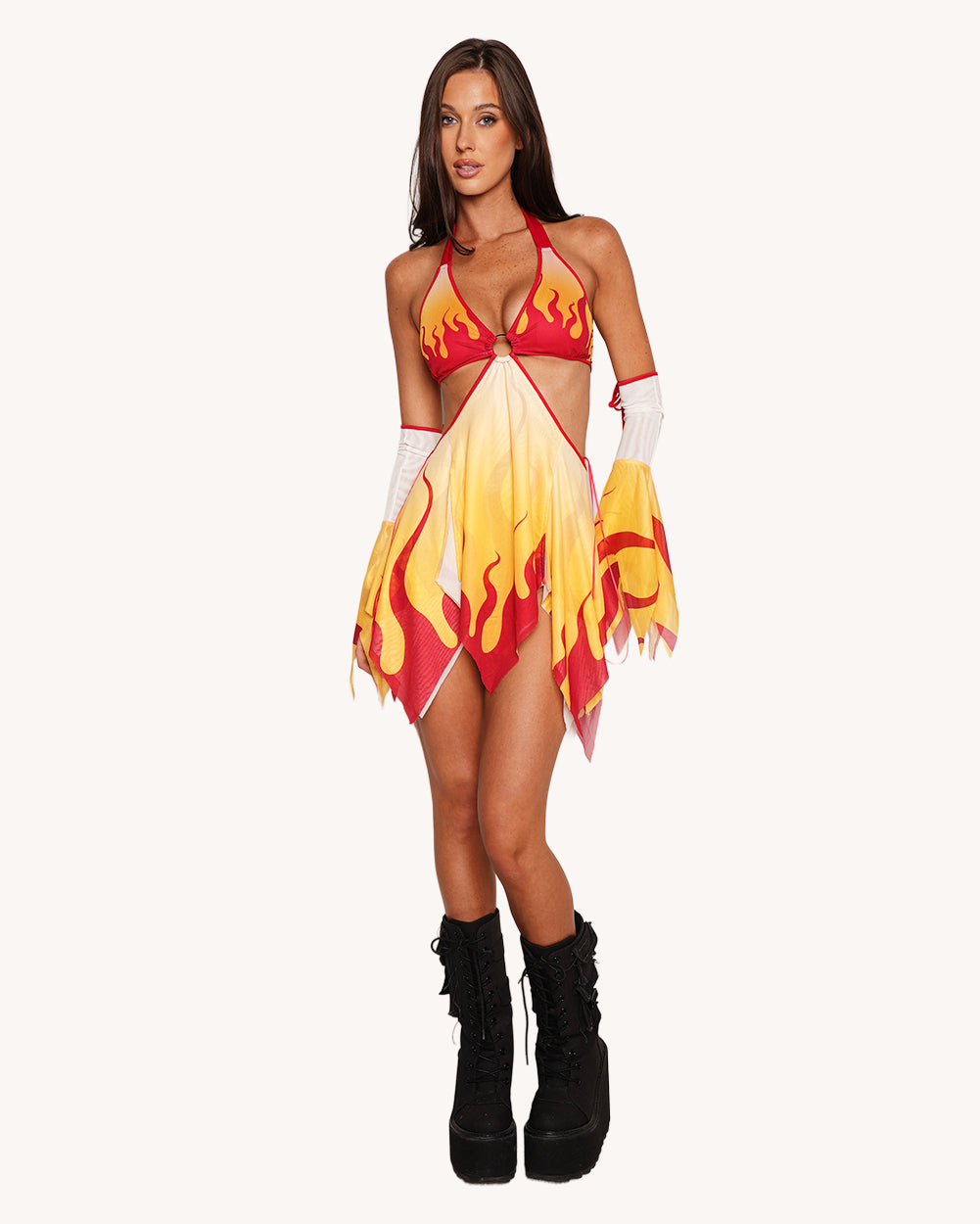 Fire Breathing Mesh Dress with Sleeves - Image 37045038219447