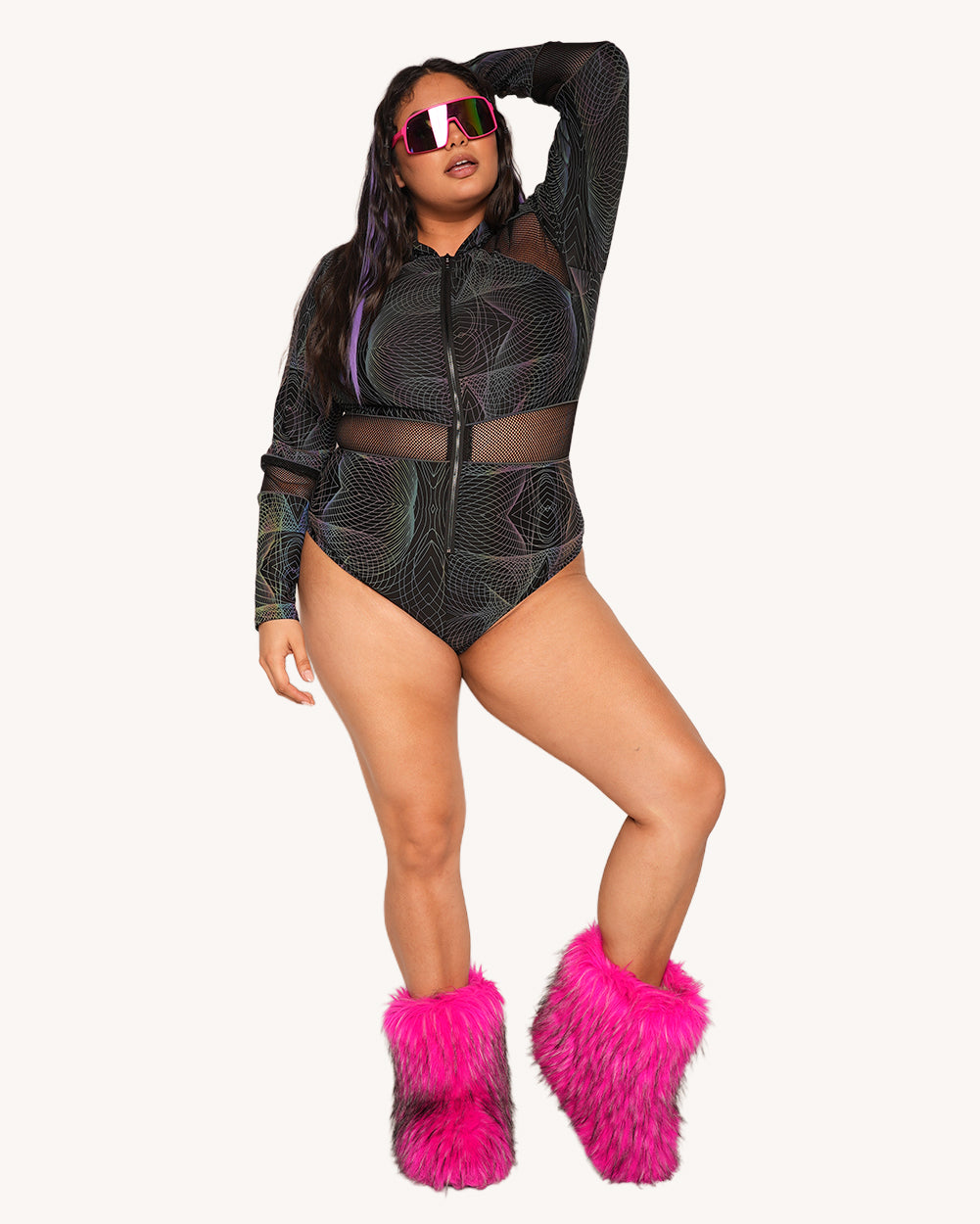 Flashbang Matrix Rainbow Reflective Hooded Bodysuit - Image 34717713662135