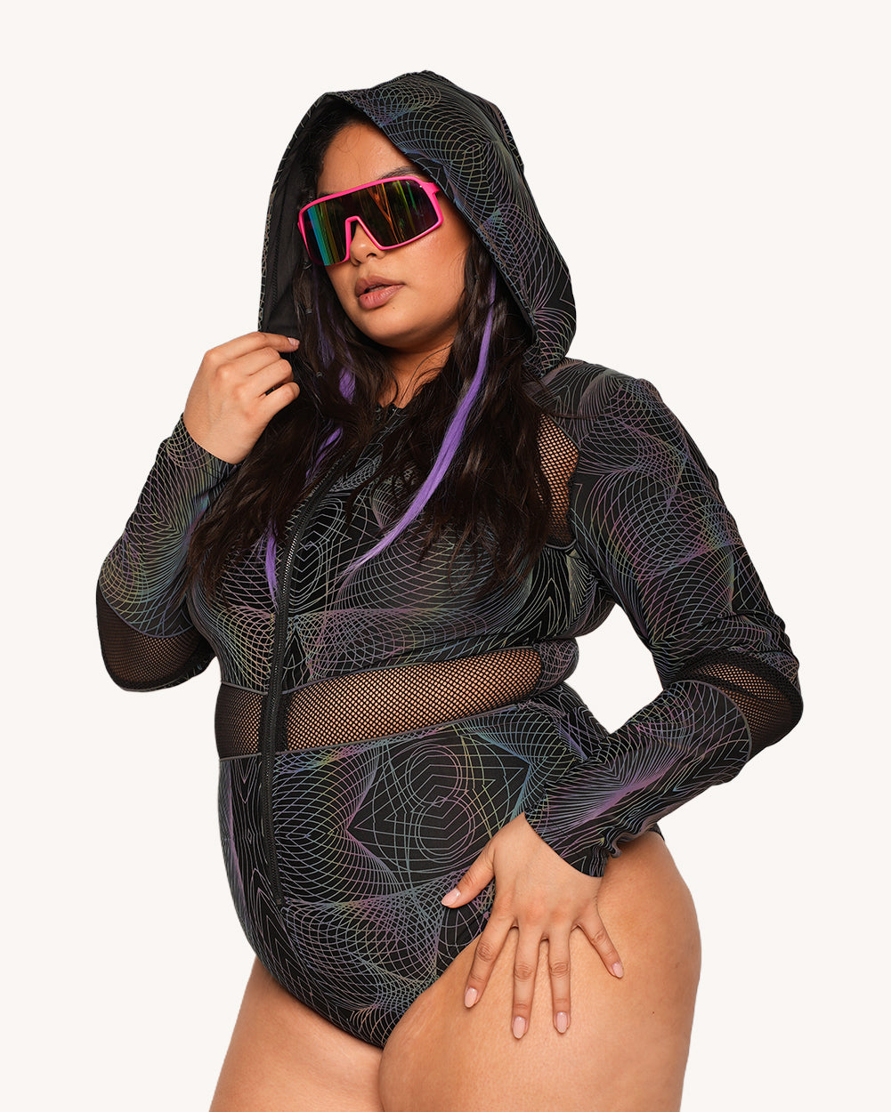 Flashbang Matrix Rainbow Reflective Hooded Bodysuit - Image 34686004166839