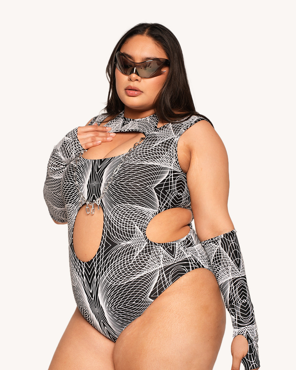 Flashbang Silver Reflective Bodysuit with Sleeves - Image 5
