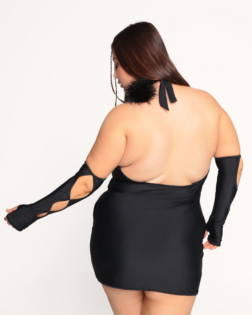 Flirtatious Feelings Halter Dress-Black-Curve1-Back--Milani---1X