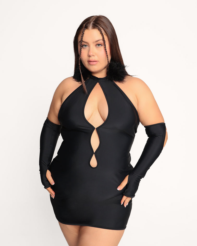 Flirtatious Feelings Halter Dress-Black-Curve1-Front--Milani---1X