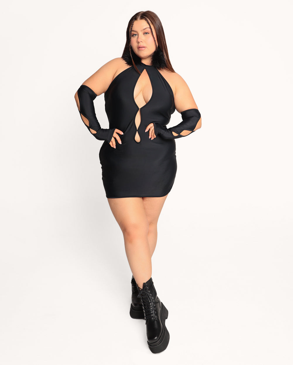 Flirtatious Feelings Halter Dress-Black-Curve1-Full--Milani---1X